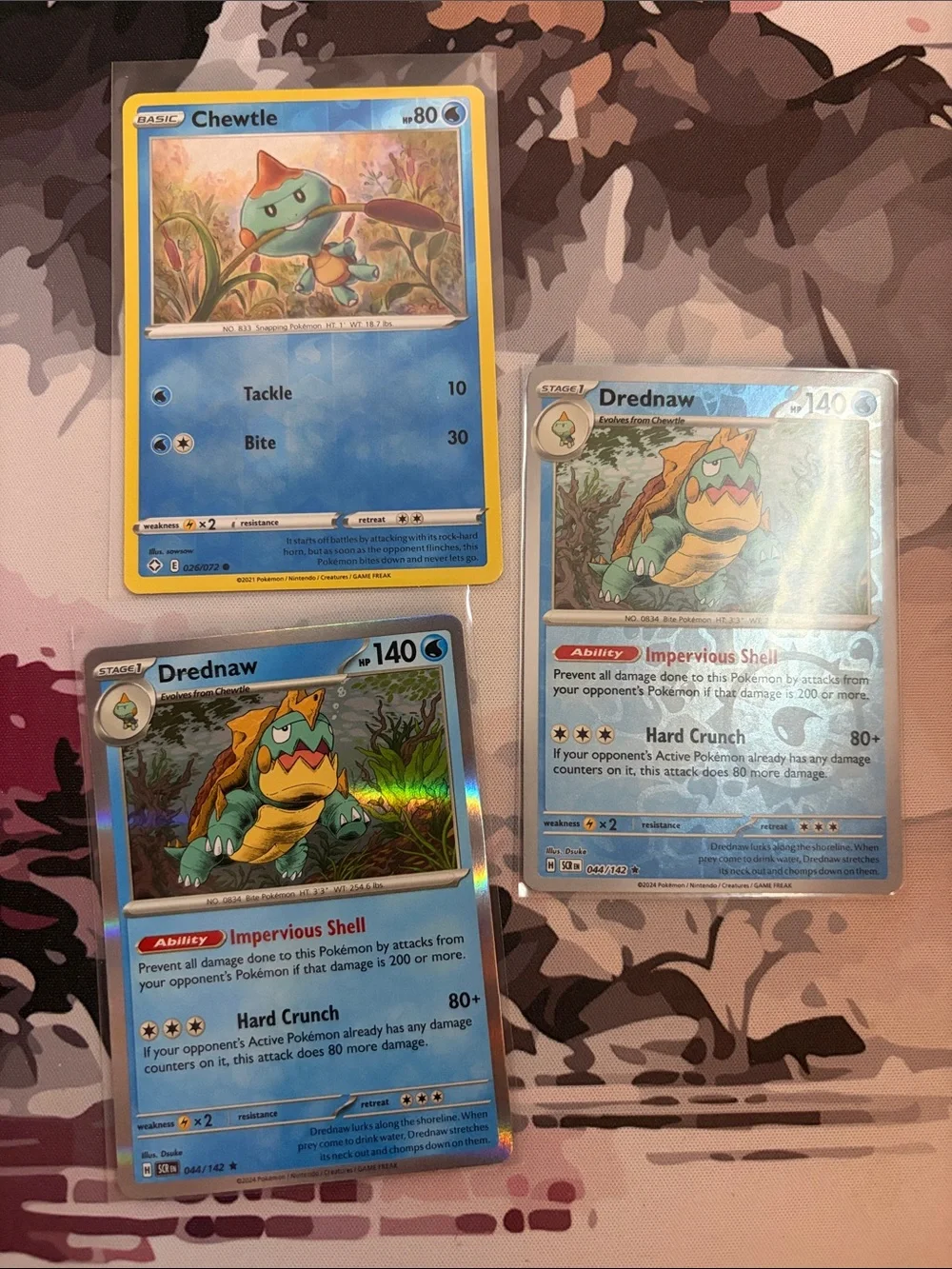 Chewtle & Drednaw Pokémon Evolution Reverse Holo Card Lot 🐢 | 3 Cards ✨5/$25✨